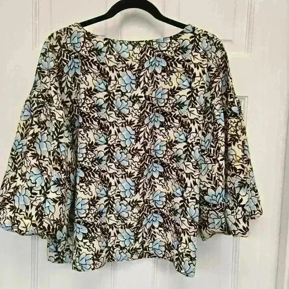 Elizabeth & James Shirt Womens Large  Floral Puff Sleeves Boho Casual - Picture 3 of 3